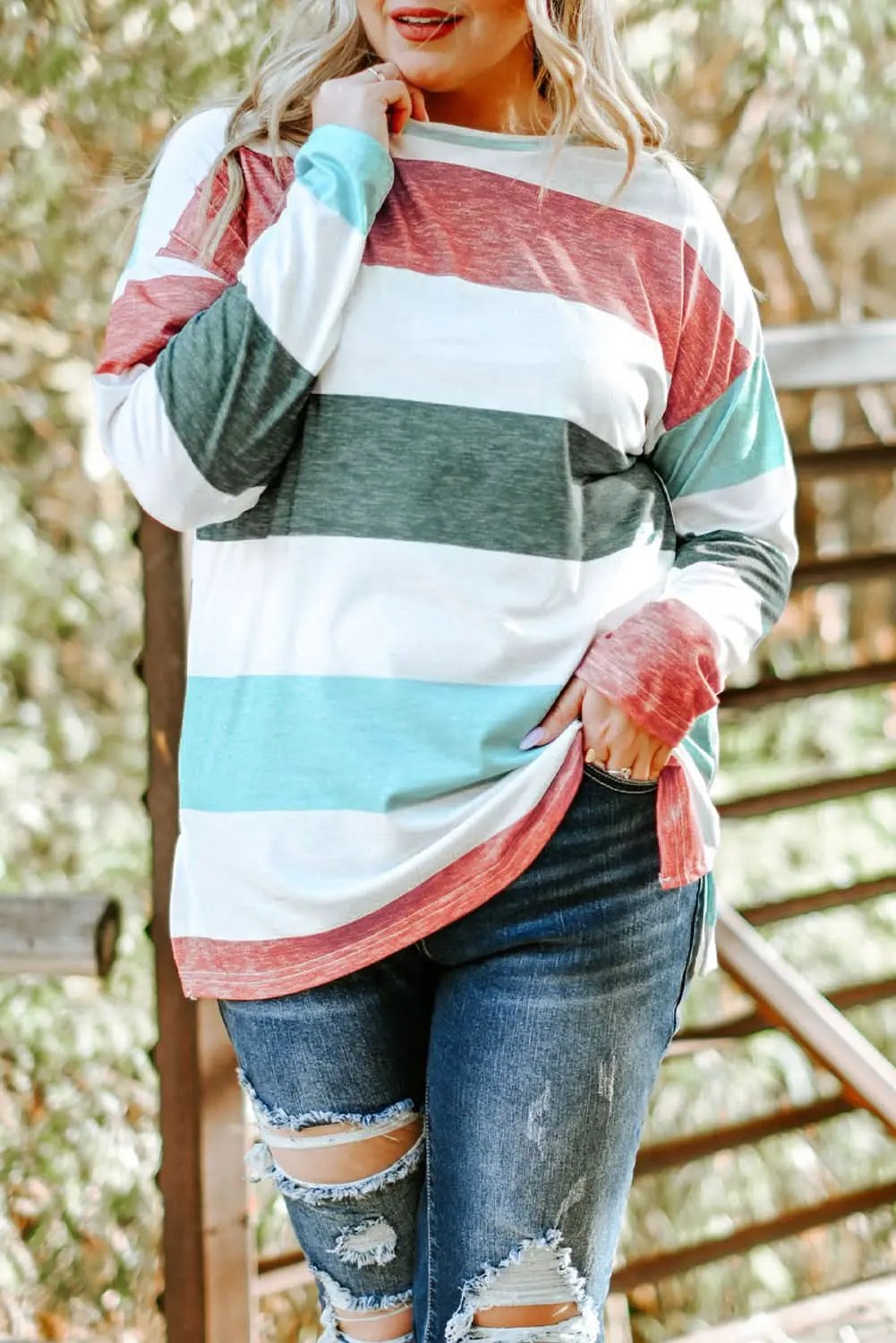 Plus Size Colorblock Pullover - Love Salve